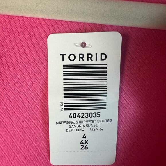 Torrid v-neck Hi Low Waist Tunic dress pocket spring hot pink coquette plus size - Picture 9 of 15
